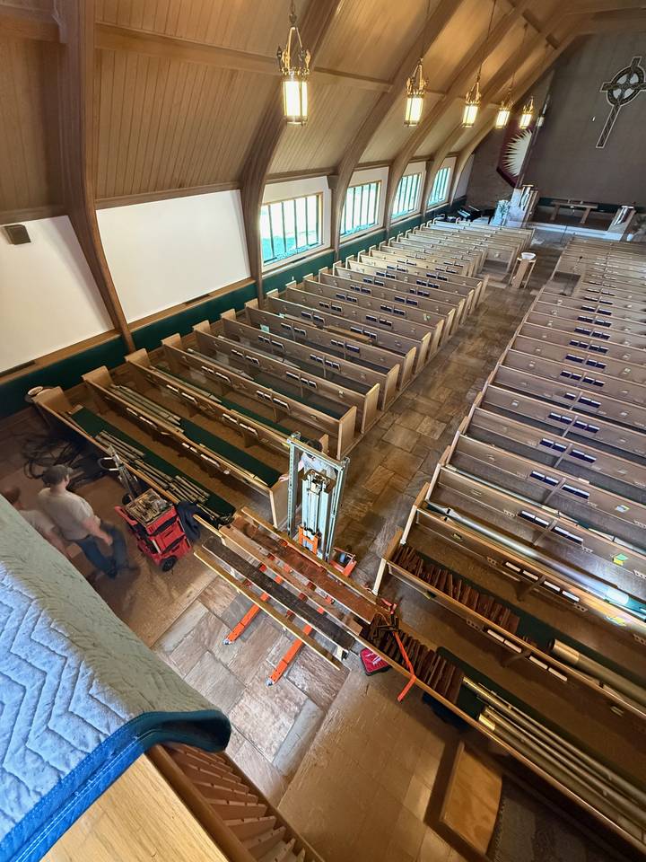 All components had to be lifted down over the balustrade