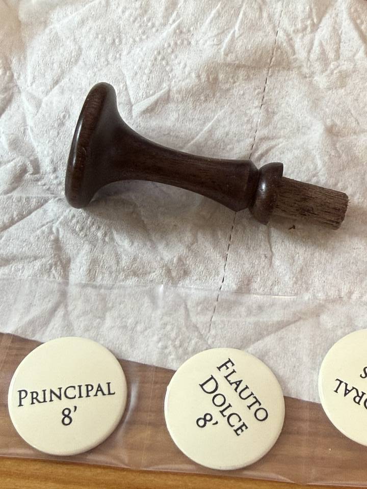 Walnut wooden stems and engraved inserts