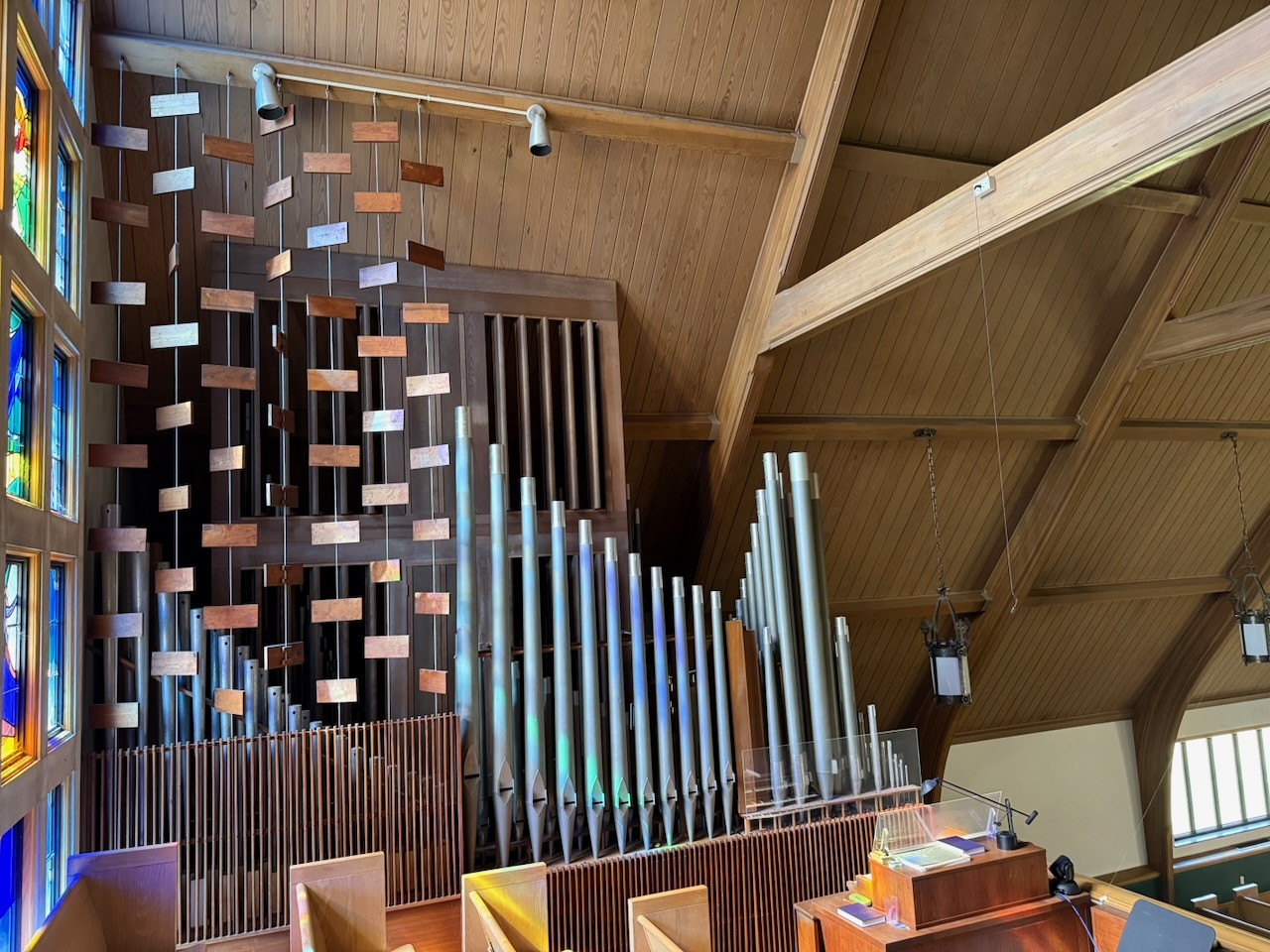 View of organ on gallery